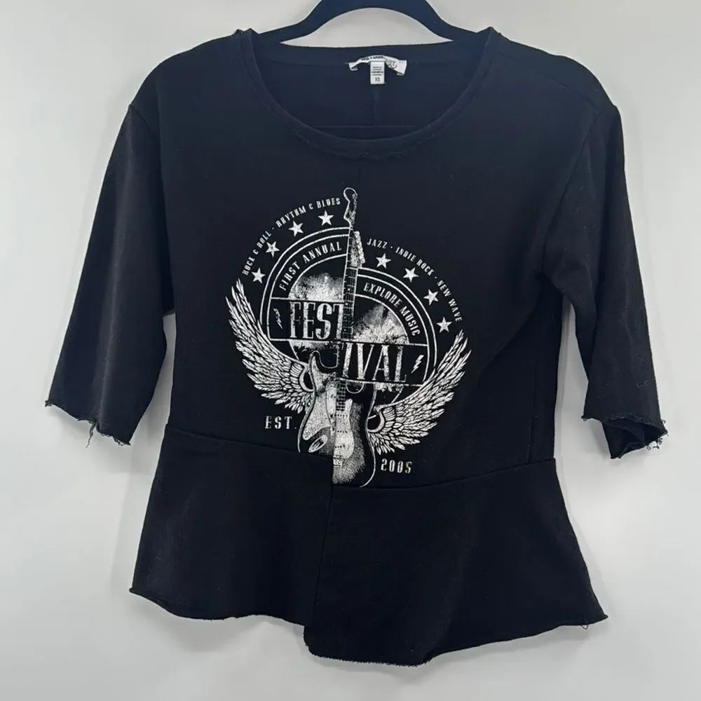 3For$20 William Rast Black White Festival 2005 Sweater Fringe Hem size XS